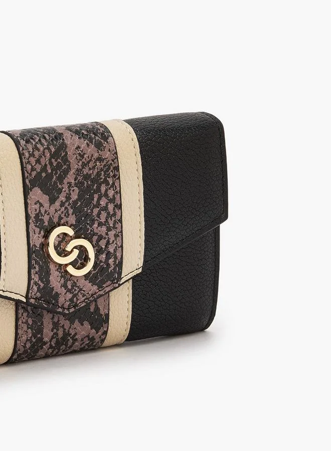 سيليست Textured Wallet With Snap Button Closure